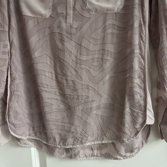 Rebecca Taylor Silk Burnout Sheer Lavender Textured Blouse Top 10 Popover - Picture 11 of 11